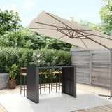 vidaXL Bartafel met glazen blad 105x80x110 cm poly rattan bruin