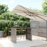 vidaXL Bartafel met glazen blad 105x80x110 cm poly rattan bruin