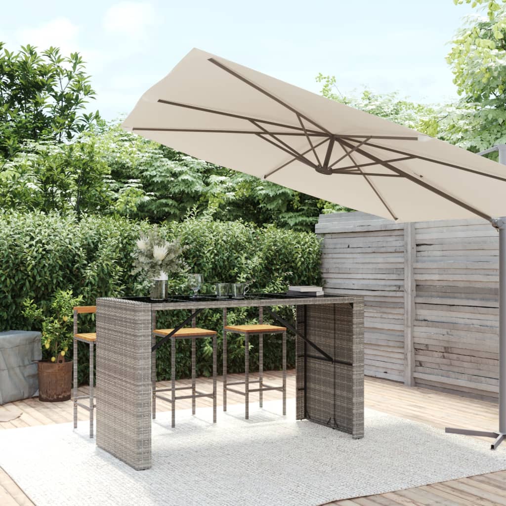 vidaXL Bartafel met glazen blad 105x80x110 cm poly rattan bruin