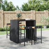 vidaXL Barkrukken 2 st poly rattan en massief acaciahout zwart