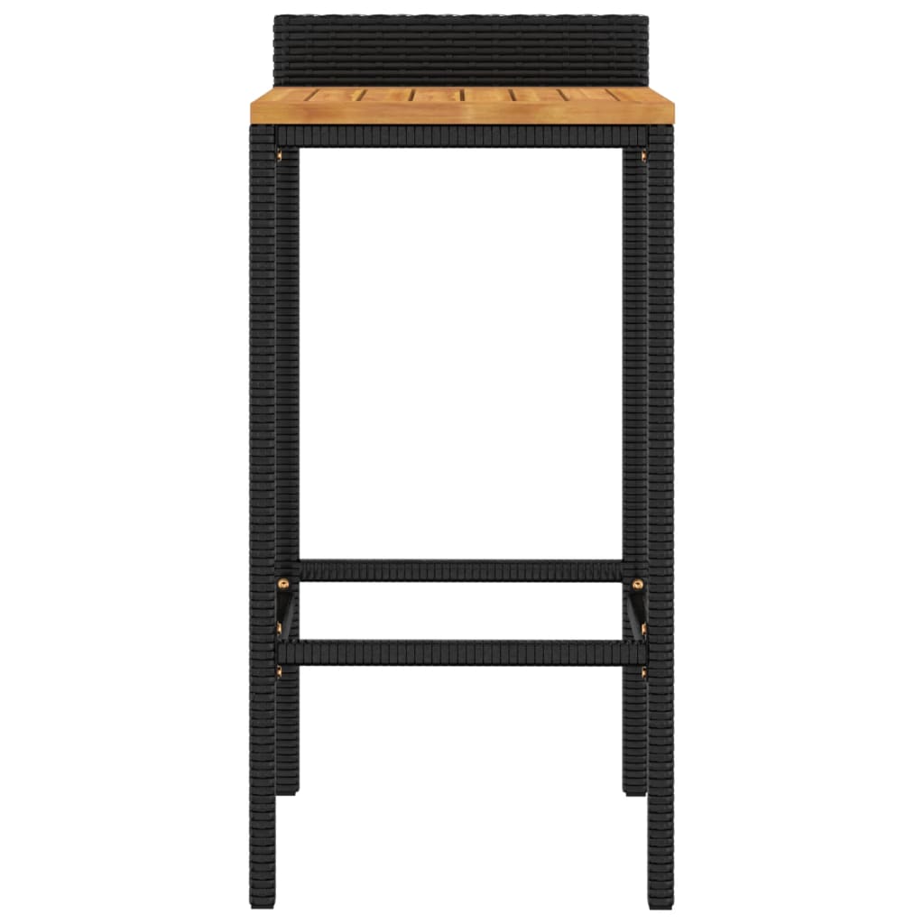 vidaXL Barkrukken 2 st poly rattan en massief acaciahout zwart