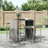 vidaXL Barkrukken 2 st poly rattan en massief acaciahout zwart
