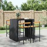 vidaXL Barkrukken 2 st poly rattan en massief acaciahout zwart