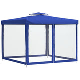 vidaXL Prieel met dubbel dak 3x3x2,68 m stof blauw