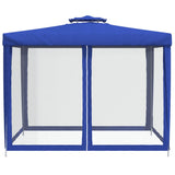 vidaXL Prieel met dubbel dak 3x3x2,68 m stof blauw