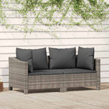 vidaXL 2-delige tuinloungeset met kussens grijs poly rattan