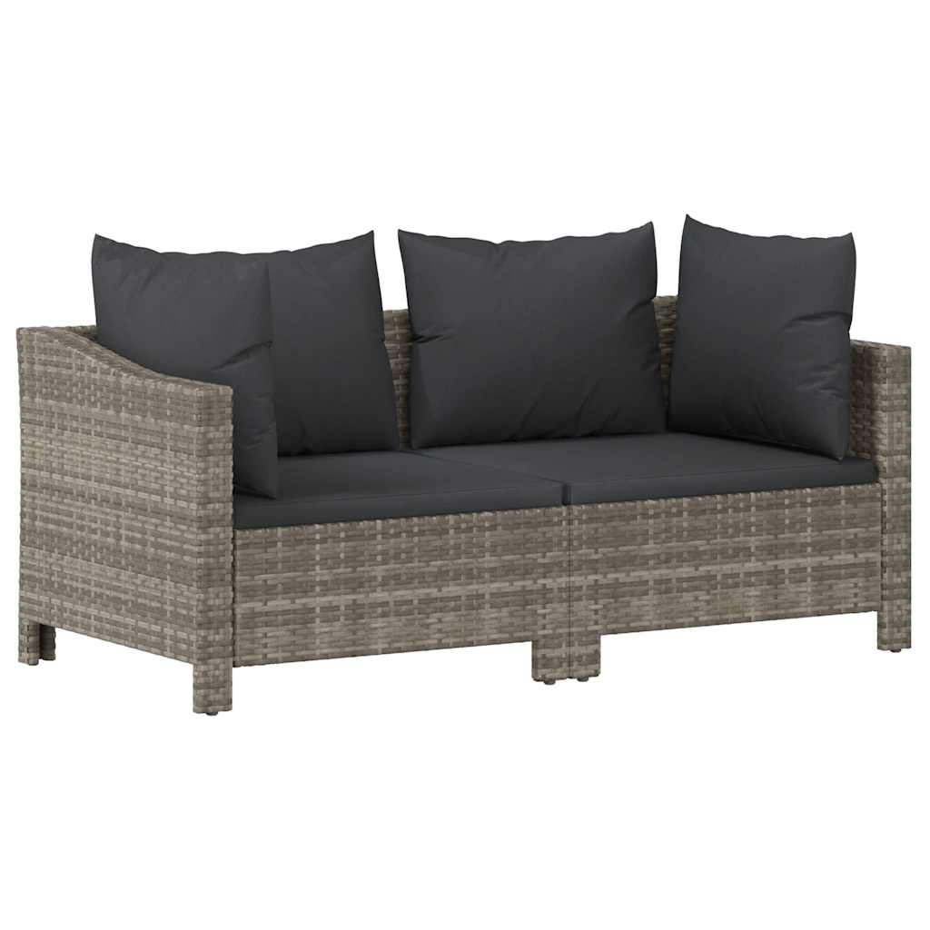 vidaXL 2-delige tuinloungeset met kussens grijs poly rattan