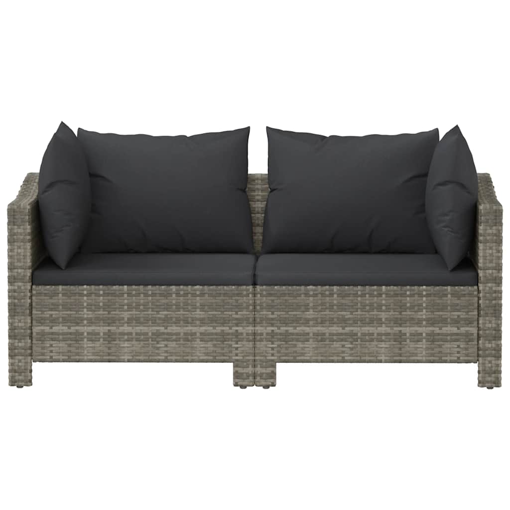vidaXL 2-delige tuinloungeset met kussens grijs poly rattan