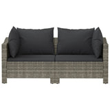 vidaXL 2-delige tuinloungeset met kussens grijs poly rattan