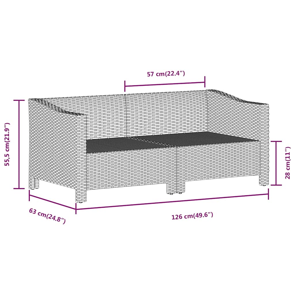 vidaXL 2-delige tuinloungeset met kussens grijs poly rattan