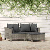 vidaXL 2-delige tuinloungeset met kussens grijs poly rattan