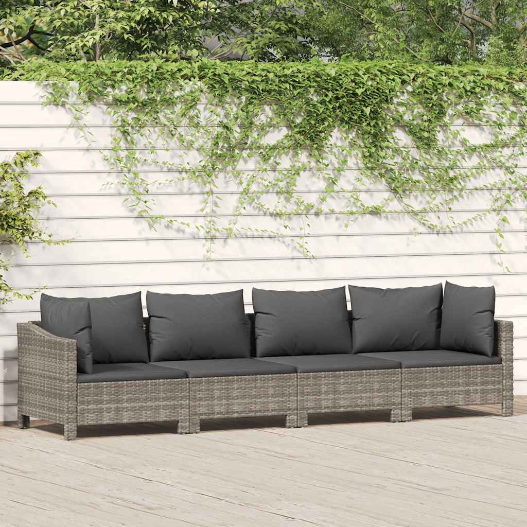 vidaXL 2-delige tuinloungeset met kussens grijs poly rattan