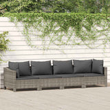 vidaXL 2-delige tuinloungeset met kussens grijs poly rattan