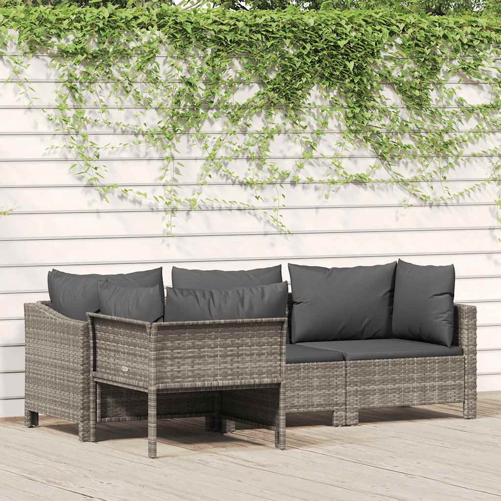 vidaXL 2-delige tuinloungeset met kussens grijs poly rattan