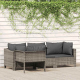 vidaXL 2-delige tuinloungeset met kussens grijs poly rattan