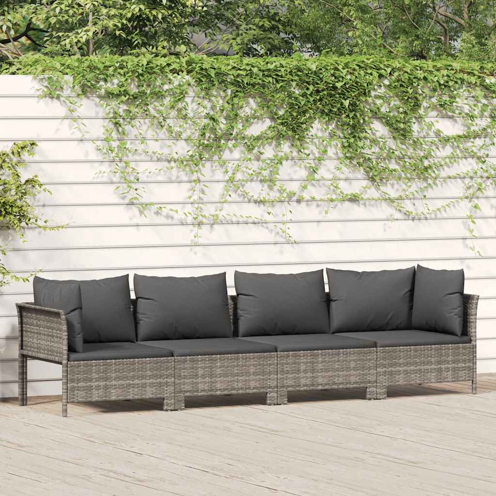 vidaXL 2-delige tuinloungeset met kussens grijs poly rattan
