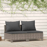 vidaXL 2-delige tuinloungeset met kussens grijs poly rattan