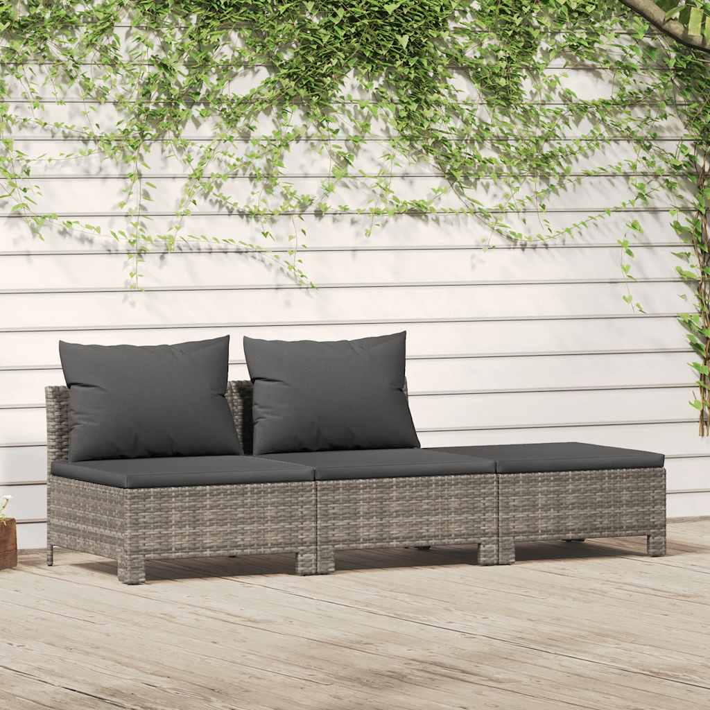 vidaXL 2-delige tuinloungeset met kussens grijs poly rattan