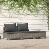 vidaXL 2-delige tuinloungeset met kussens grijs poly rattan