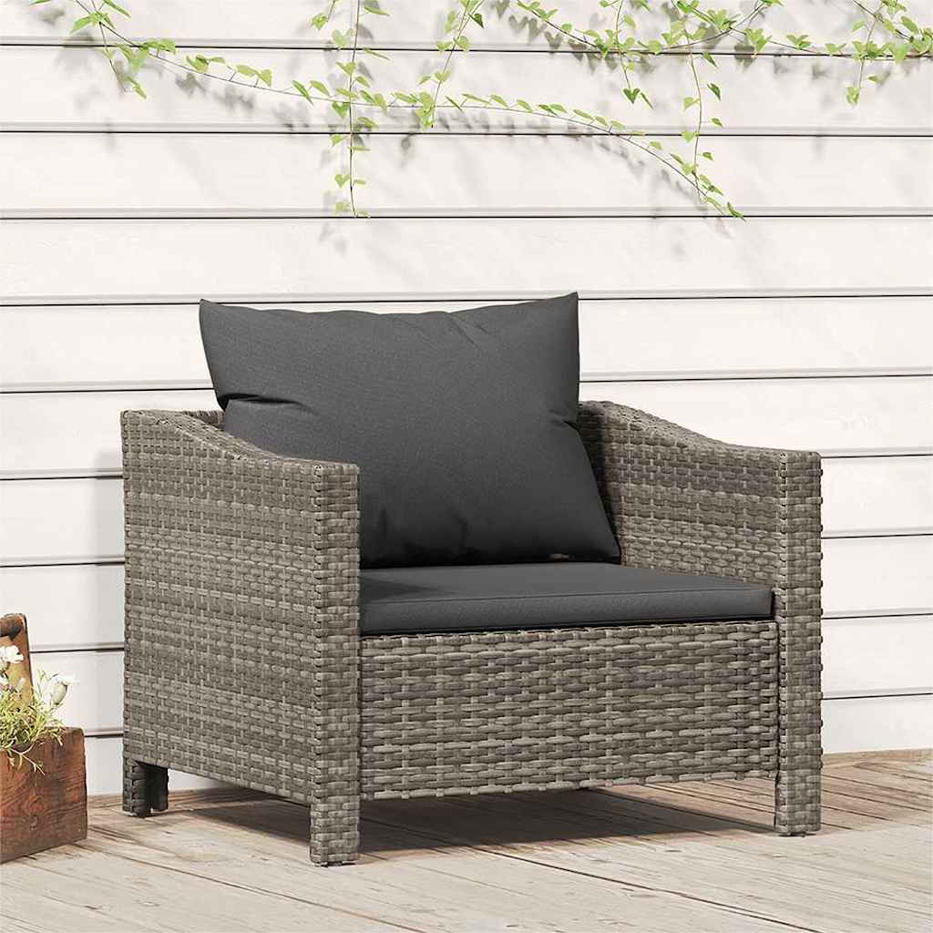 vidaXL 2-delige tuinloungeset met kussens grijs poly rattan