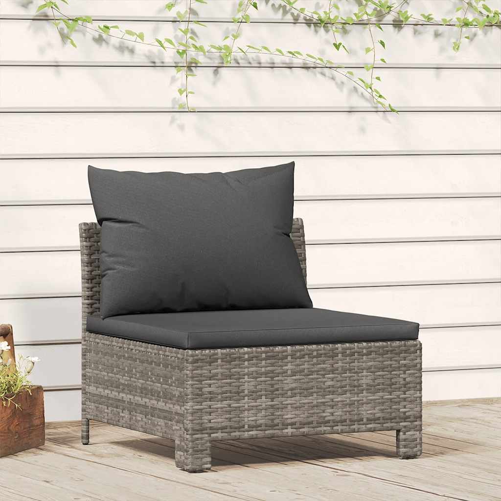 vidaXL 2-delige tuinloungeset met kussens grijs poly rattan