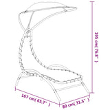 vidaXL Ligbed met luifel 167x80x195 cm stof en staal crèmekleurig