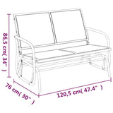 vidaXL Schuifbank tuin 120,5x76x86,5 cm textielfolie en staal zwart