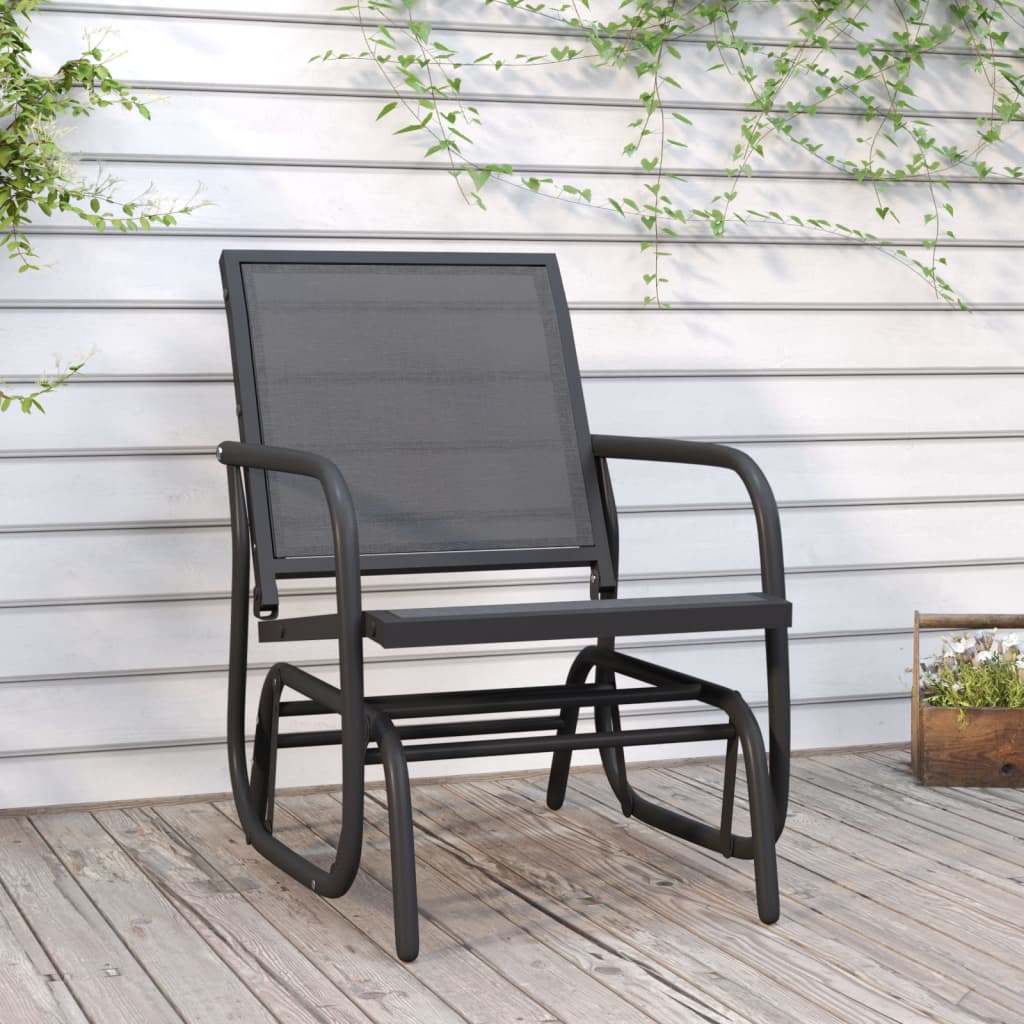 vidaXL Schuifstoel tuin 61x76x87 cm textileen en staal zwart