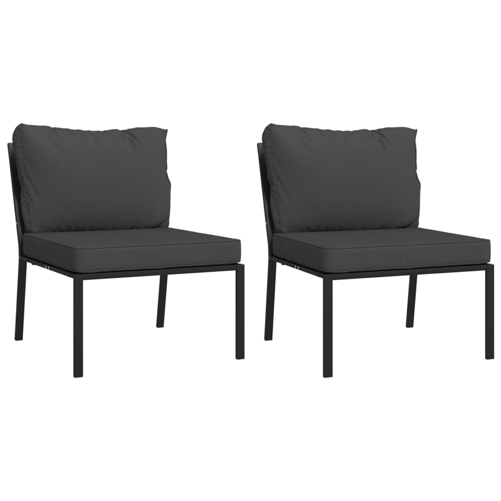 vidaXL Garden Chairs with Grey Cushions 2 pcs 60x74x79 cm Steel