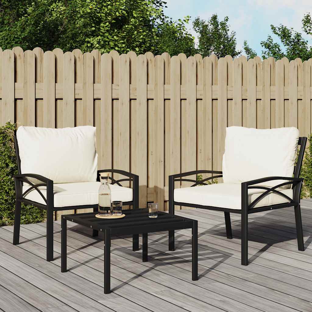 vidaXL Tuinstoel met grijze kussens 68x76x79 cm staal