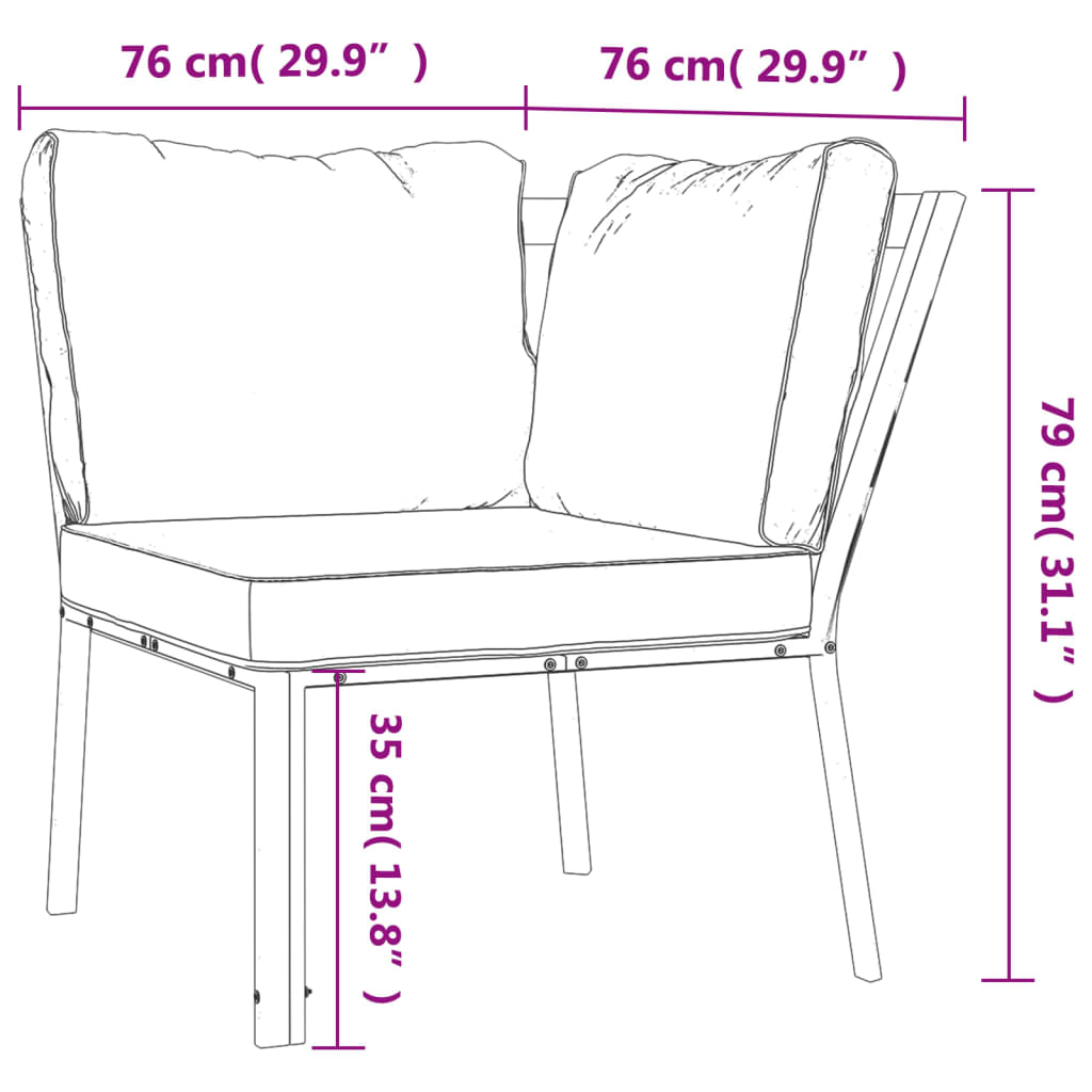 vidaXL Tuinstoel met grijze kussens 76x76x79 cm staal