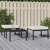 vidaXL Tuinvoetenbanken met grijze kussens 2 st 60x60x35 cm staal