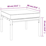 vidaXL Tuinvoetenbanken met grijze kussens 2 st 60x60x35 cm staal
