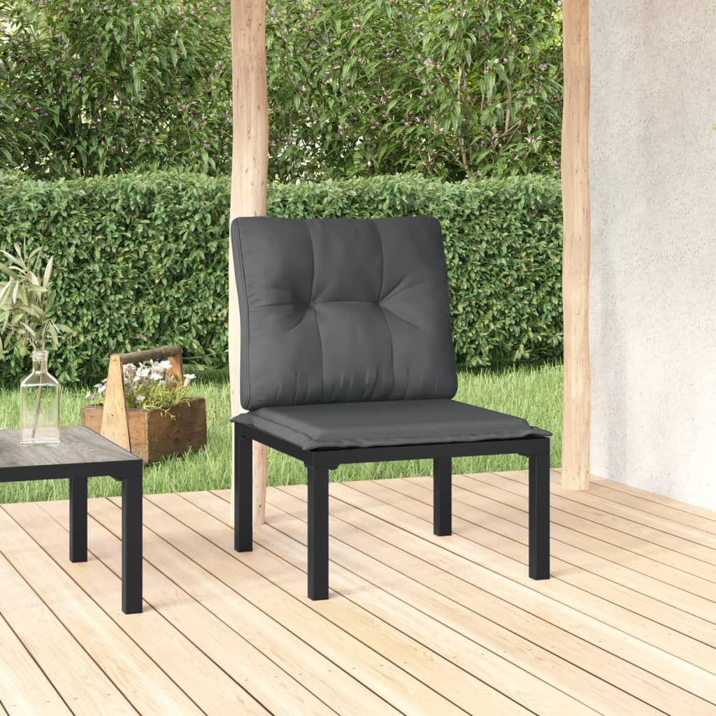 vidaXL Tuinhoekstoel met kussens poly rattan zwart en grijs