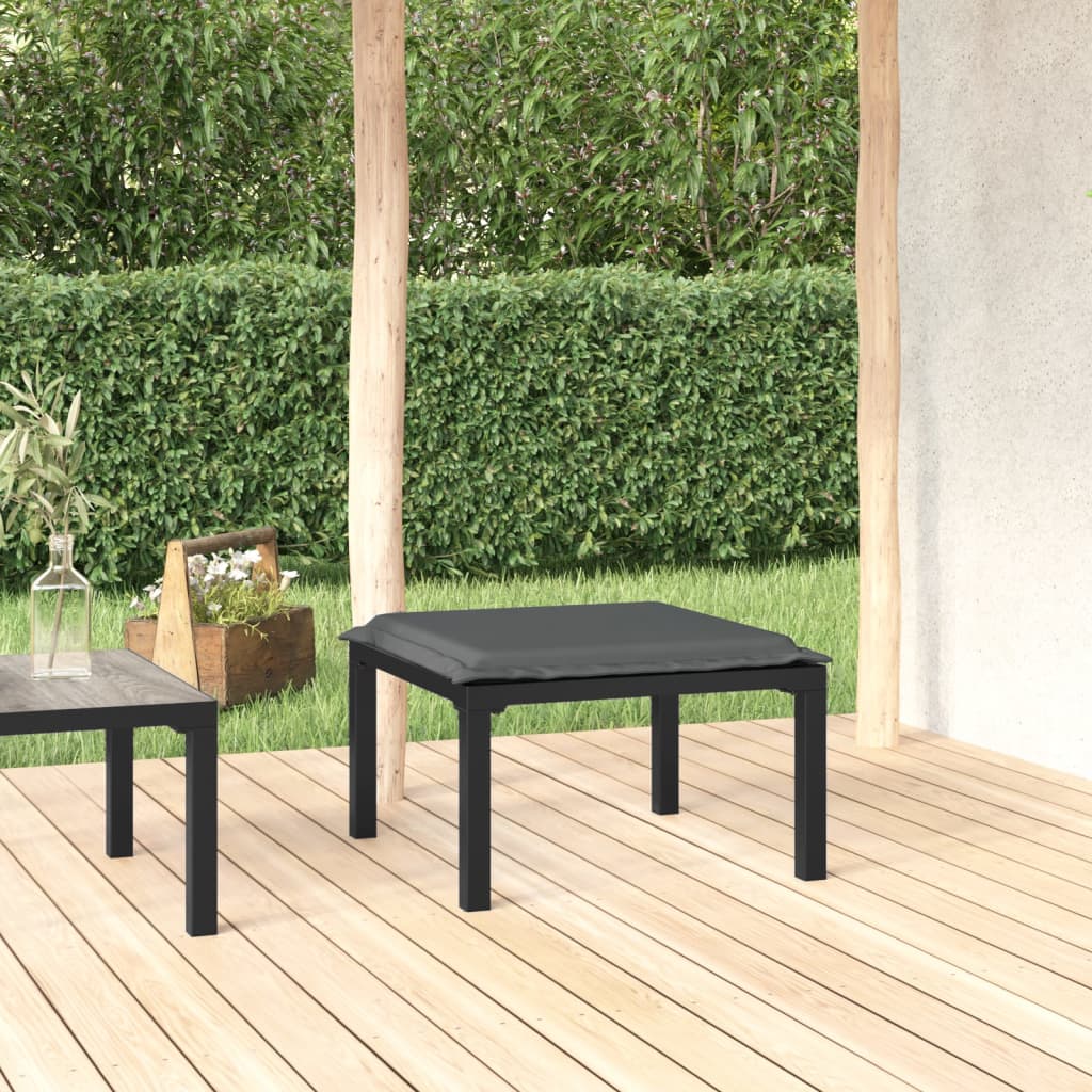 vidaXL Tuinhoekstoel met kussens poly rattan zwart en grijs