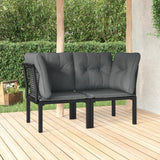 vidaXL Tuinhoekstoel met kussens poly rattan zwart en grijs