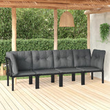 vidaXL Tuinhoekstoel met kussens poly rattan zwart en grijs