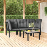 vidaXL Tuinhoekstoel met kussens poly rattan zwart en grijs