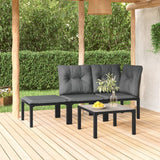 vidaXL Tuinhoekstoel met kussens poly rattan zwart en grijs