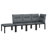 vidaXL Tuinhoekstoel met kussens poly rattan zwart en grijs