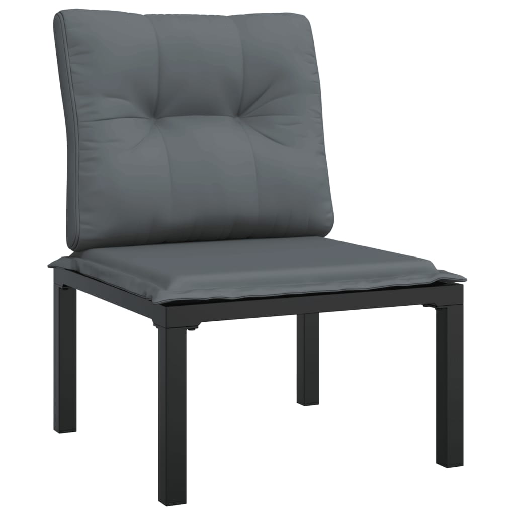 vidaXL Tuinhoekstoel met kussens poly rattan zwart en grijs