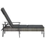 vidaXL Ligbed met kussen poly rattan grijs