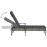 vidaXL Ligbed met kussen poly rattan grijs