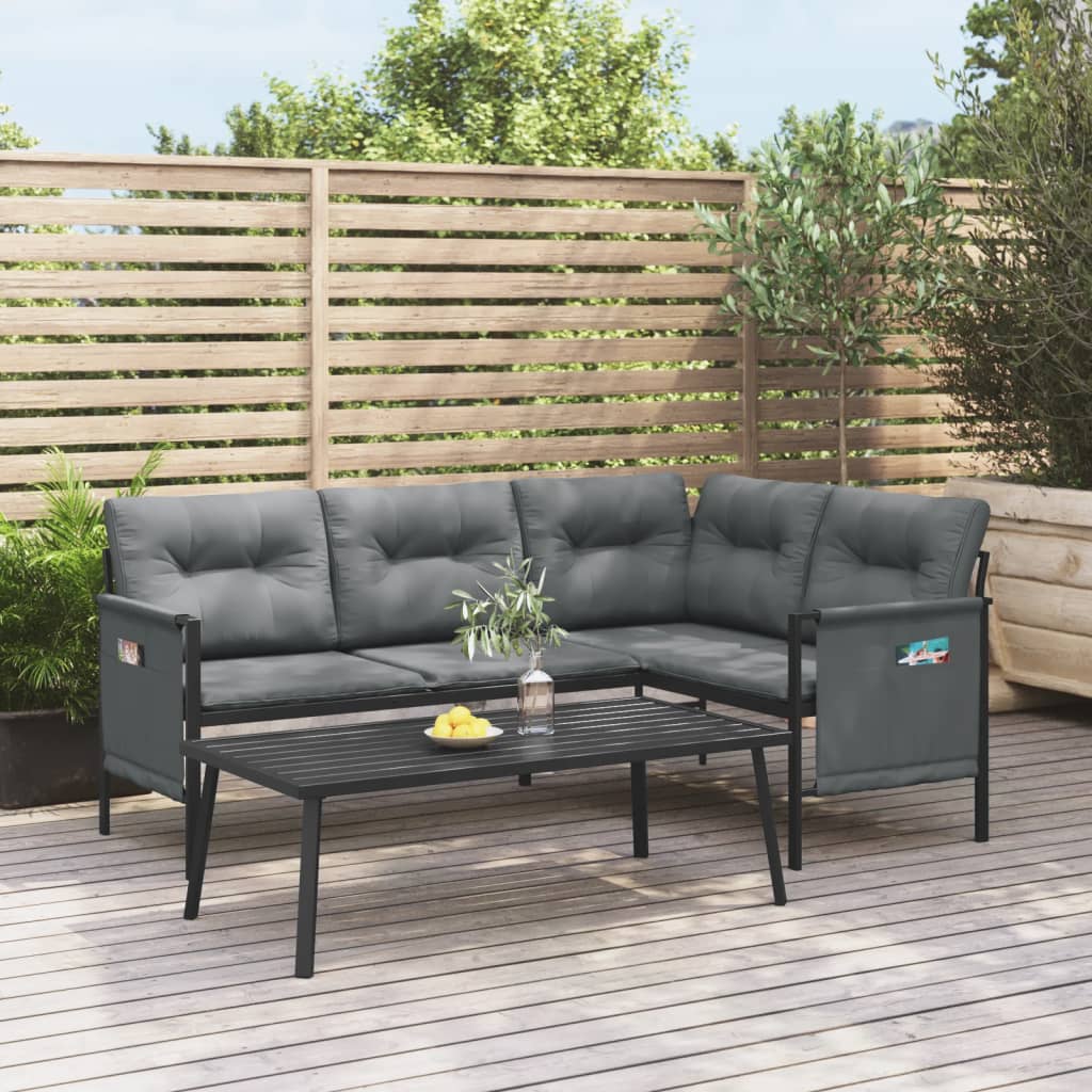 vidaXL Tuinhoekbank staal en textileen antracietkleurig