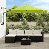 vidaXL Wandparasol met LEDs 290 cm zeeblauw
