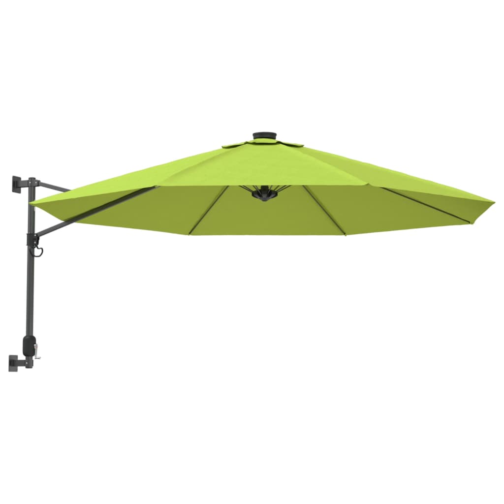vidaXL Wandparasol met LEDs 290 cm zeeblauw
