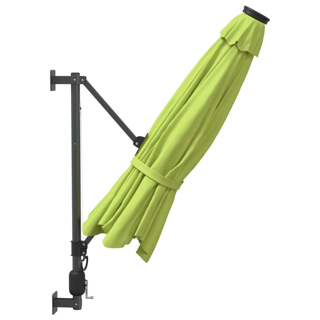 vidaXL Wandparasol met LEDs 290 cm zeeblauw