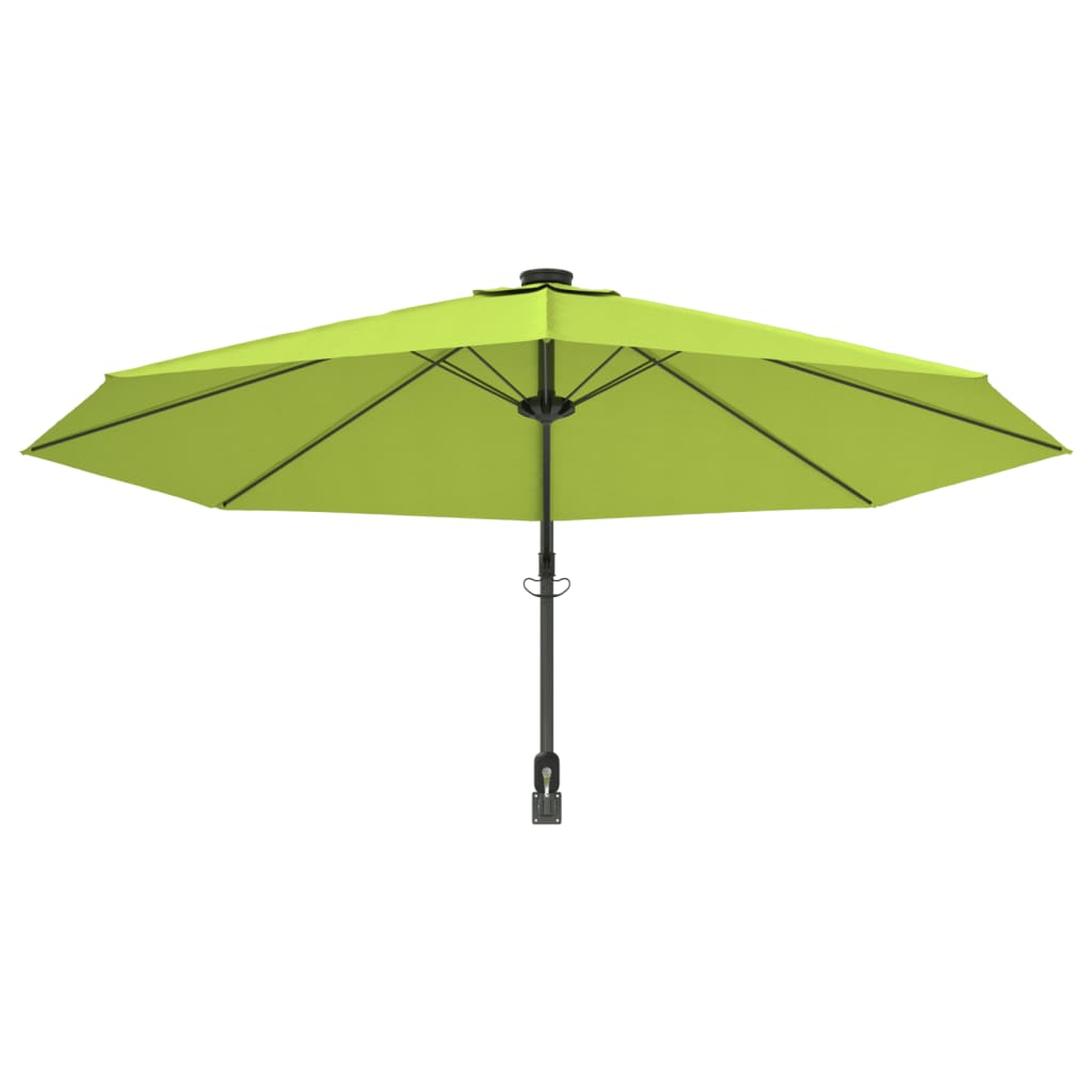 vidaXL Wandparasol met LEDs 290 cm zeeblauw