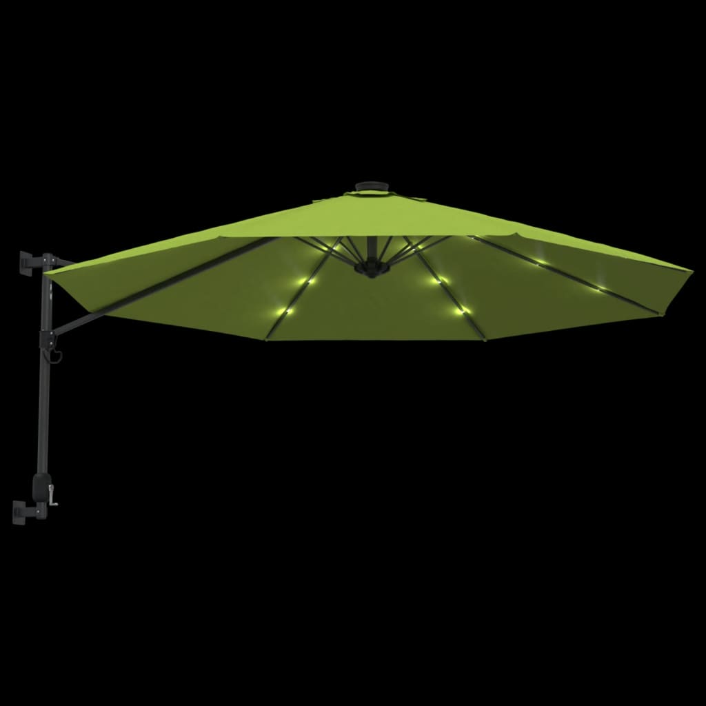 vidaXL Wandparasol met LEDs 290 cm zeeblauw