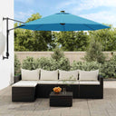 vidaXL Wandparasol met LEDs 290 cm zeeblauw